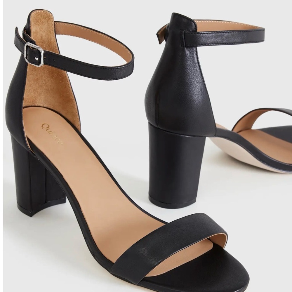 Quince Black Ankle Strap Heels